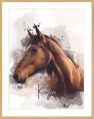 custom horse portrait aquarel in premium frame