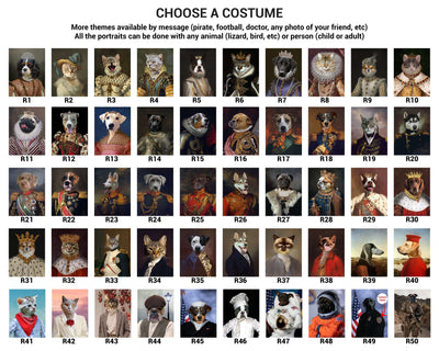 custom pet portrait costumes