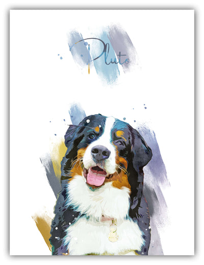custom pet portrait aquarell multicolor, poster